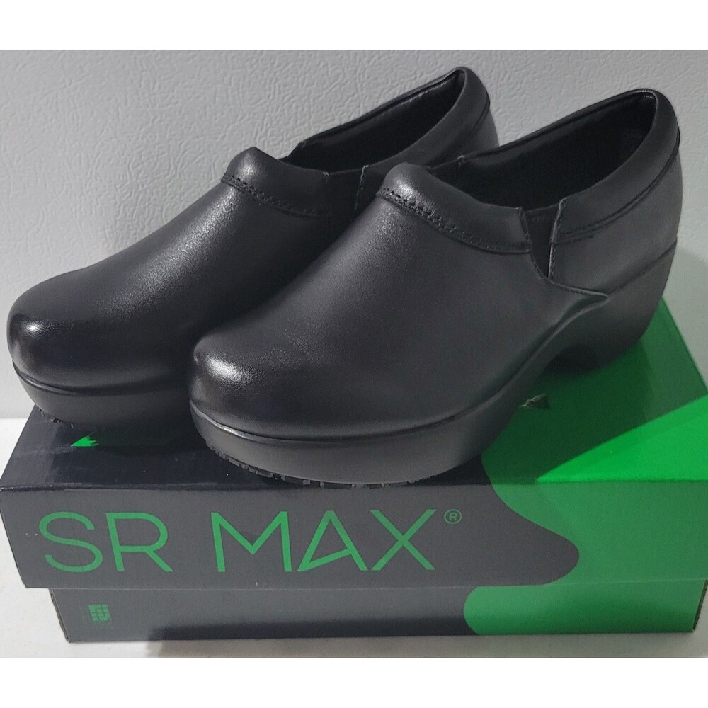 SR Max Womens SRM132 Geneva Black Slip Resistant Dress Clogs US8M UK6 EU39 NEW